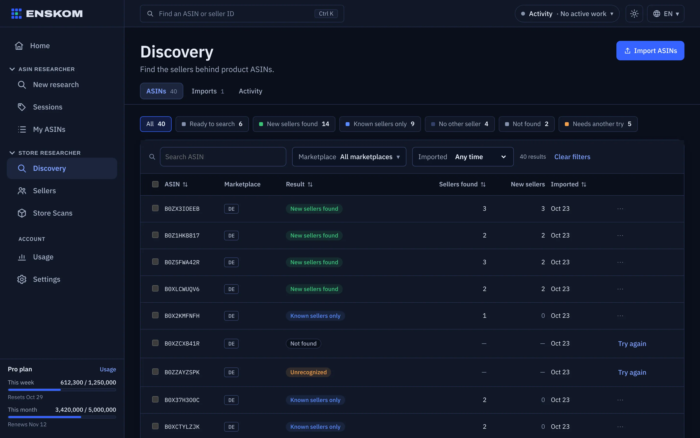Seller Discovery screen