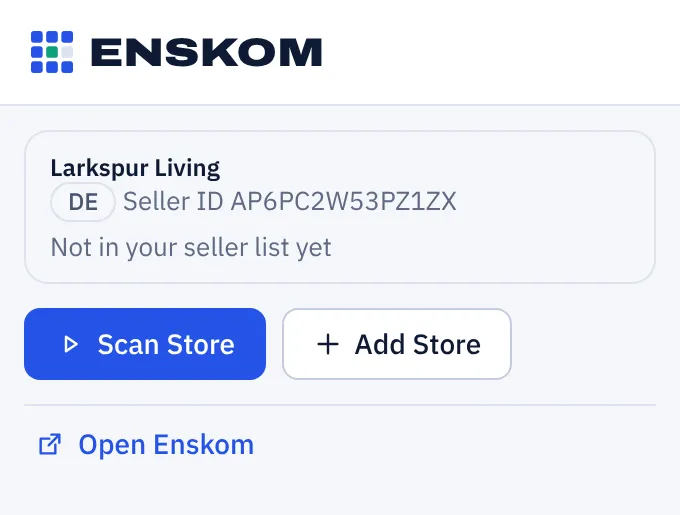 ENSKOM browser button on a seller page